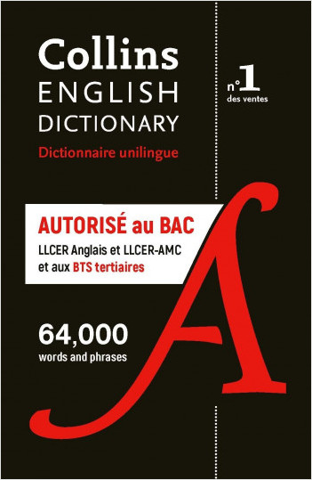 Dictionnaire anglais unilingue COLLINS - format poche - AUTORISÉ AU BAC spécialités LLCER  Anglais et LLCER-AMC + BTS tertiaires