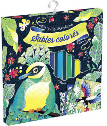 Sables colorés : Oiseaux de paradis – Pochette avec 6 cartes et 6 tubes de sables colorés – À partir de 6 ans