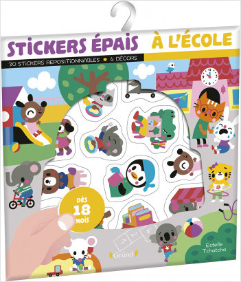 Stickers épais : L'école – Pochette de 30 autocollants épais et repositionnables avec 4 décors – À partir de 18 mois
