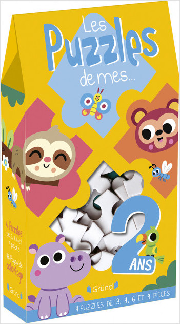Les puzzles de mes 2 ans – Les bébés animaux – 4 puzzles de 3, 4, 6 et 9 pièces et un bloc de 24 coloriages – À partir de 2 ans 