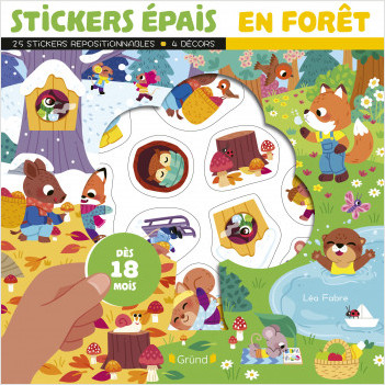 Stickers épais : En forêt – Pochette de 25 autocollants épais et repositionnables avec 4 décors – À partir de 18 mois