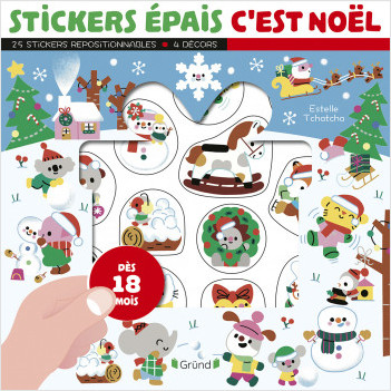 Stickers épais : C'est Noël – Pochette de 25 autocollants épais et repositionnables avec 4 décors – À partir de 18 mois