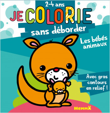  Les bébés animaux - Bloc de coloriages aux contours épais pailletés et en relief - dès 2 ans