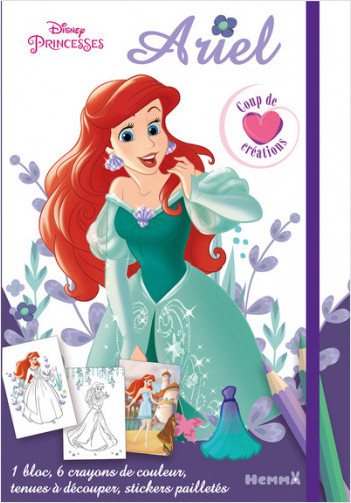 Disney Princesses - Ariel - Coup de coeur créations - Kit mode avec coloriage et stickers - Dès 5 ans