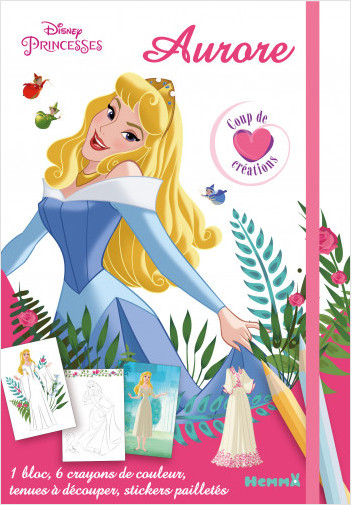 Disney Princesses - Aurore - Coup de coeur créations - Kit mode avec coloriage et stickers - Dès 5 ans