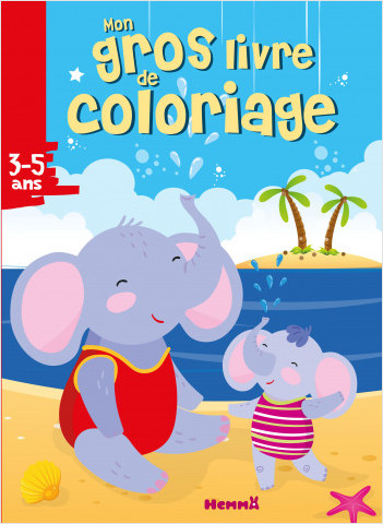 Mon gros livre de coloriage (Éléphants à la plage)