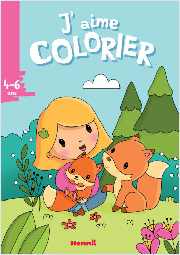 J'aime colorier - Petite fille et renards – Livre de coloriage – dès 4 ans
