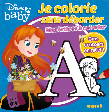 Disney Baby - Je colorie sans déborder - Mes lettres à colorier - Livre de coloriage avec bords en relief - Dès 3 ans
