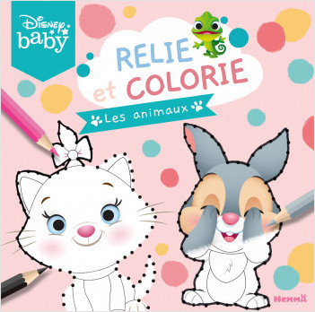 Disney Baby - Relie et colorie - Les animaux - Livre de coloriage avec points à relier - Dès 3 ans