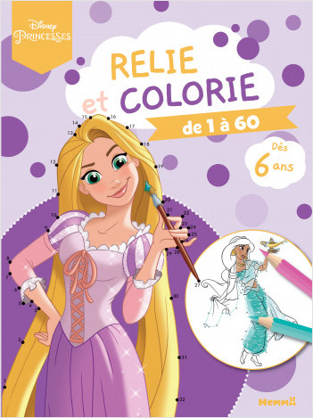 Disney Princesses - Relie et colorie - Je relie de 1 à 60 (6 ans)