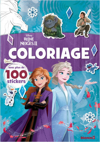 Disney La Reine des Neiges 2 – Coloriage avec plus de 100 stickers – Livre de coloriage avec stickers – Dès 4 ans 