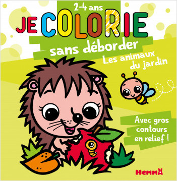 Je colorie sans déborder (2-4 ans) - Les animaux du jardin - Bloc de coloriages pour enfants aux contours épais pailletés et en relief - Dès 2 ans 