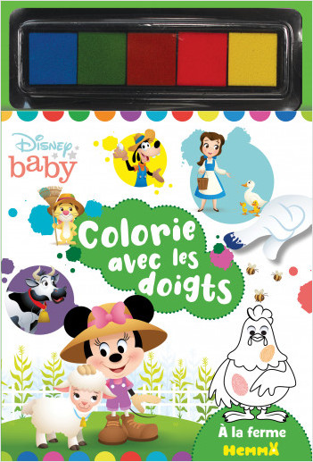 Disney Baby - Colorie avec les doigts - A la ferme - Livre de coloriage avec peinture aux doigts - Dès 3 ans