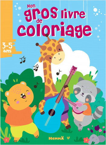 Mon gros livre de coloriage - Animaux - Musique - Livre de coloriages pour enfants de 192 pages - Dès 3 ans