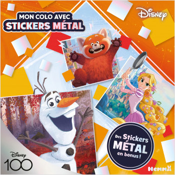 Disney 100 - Mon colo avec stickers métal - Livre de coloriage avec stickers métallisé - Dès 4 ans
