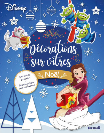 Disney - Décorations sur vitres - Noël - Livre de coloriage avec stickers pour fenêtres - Dès 4 ans