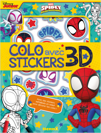 Marvel Spidey et ses amis extraordinaires - Colo avec stickers 3D - Livre de coloriage avec stickers épais - Dès 4 ans