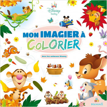 Disney Baby - Mon imagier à colorier - avec les animaux Disney - Livre de coloriage imagier -Dès 3 ans
