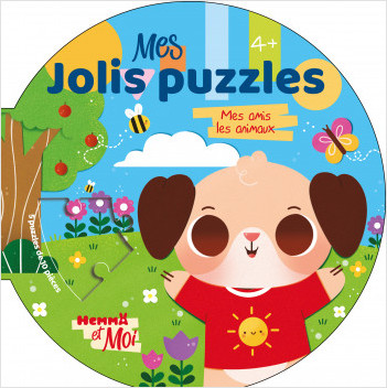 Hemma et Moi - Mes jolis puzzles - Mes amis les animaux - 5 Puzzles ronds - 10 pièces - Dès 4 ans