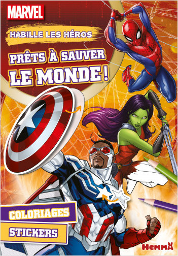 Marvel - Habille les héros - Prêts à sauver le monde - Bloc de coloriage et autocollants - Dès 5 ans
