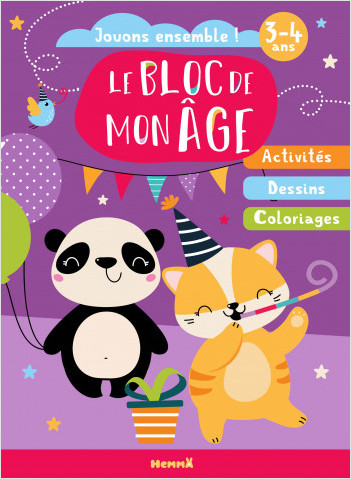 Le bloc de mon âge (3-4 ans) - Jouons ensemble ! (Panda et chat en fête) - Activités - Dès 3 ans