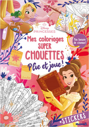 Disney Princesses - Mes coloriages super chouettes - Plie et joue ! - Livre de coloriage et pliage sans ciseaux - Dès 5 ans