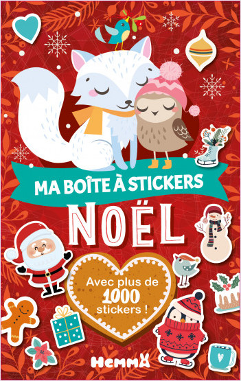 Ma boite à stickers - Noël (Renard blanc et oiseau) – Boîte métal avec 1000 stickers – Dès 3 ans	