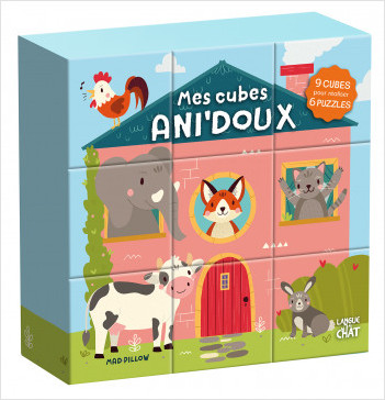 Mes premiers jeux - Mes cubes ani'doux - Cubes d'activités bébé - Puzzle 6 jeux en 1 - Dès 9 mois 