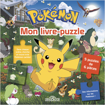 Pokémon – Mon livre-puzzle – Livre-puzzle tout-carton, avec 5 puzzles de 6 pièces – Dès 3 ans
