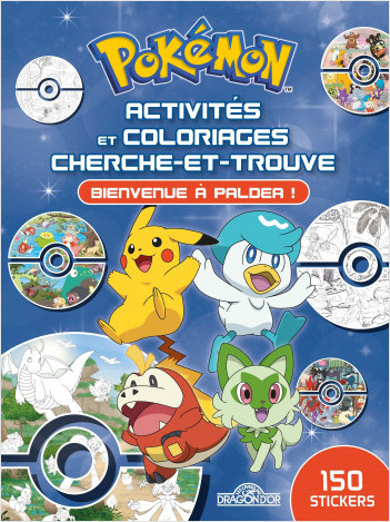 Pokémon - Activités et coloriages cherche-et-trouve – Bienvenue à Paldea – Livre d'activités et de coloriages avec des stickers – Dès 5 ans