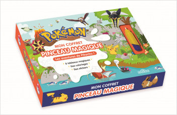 Pokémon – Mon coffret pinceau magique – Les aventures de Pikachu ! – Coffret avec cartes magiques, coloriages et stickers – Dès 3 ans
