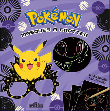 Pokémon – Mes masques à gratter – Pochette avec 8 masques à gratter, un bâtonnet et un grand élastique – Dès 6 ans