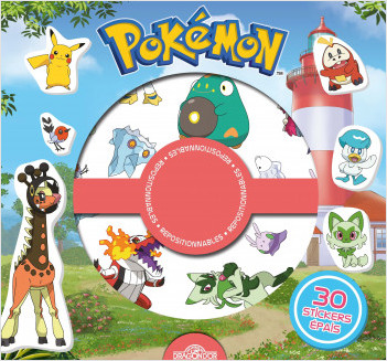 Pokémon - Pochette de stickers épais repositionnables - Paldea - Pochette de 30 autocollants épais et repositionnables avec 4 décors - Dès 3 ans