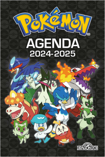 Pokémon – Agenda 2024-2025 – Couverture noire – Avec des activités, des informations sur les Pokémon et des scènes de cherche-et-trouve – Dès 7 ans