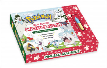 Pokémon – Mon coffret pinceau magique – Spécial Noël à Paldea ! – Coffret avec cartes magiques, coloriages et stickers – Dès 3 ans